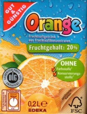 Orangen Fruchtsaftgetränk  mit Fruchtgehalt 20 %